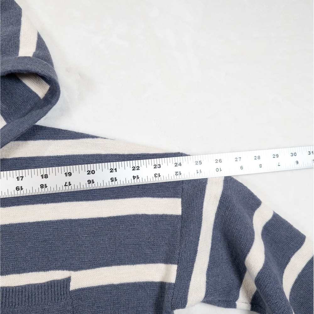 Madewell Henley Hoodie Women S Blue Oversized Coastal Preppy Nautical Cabin Cozy - Picture 7 of 15